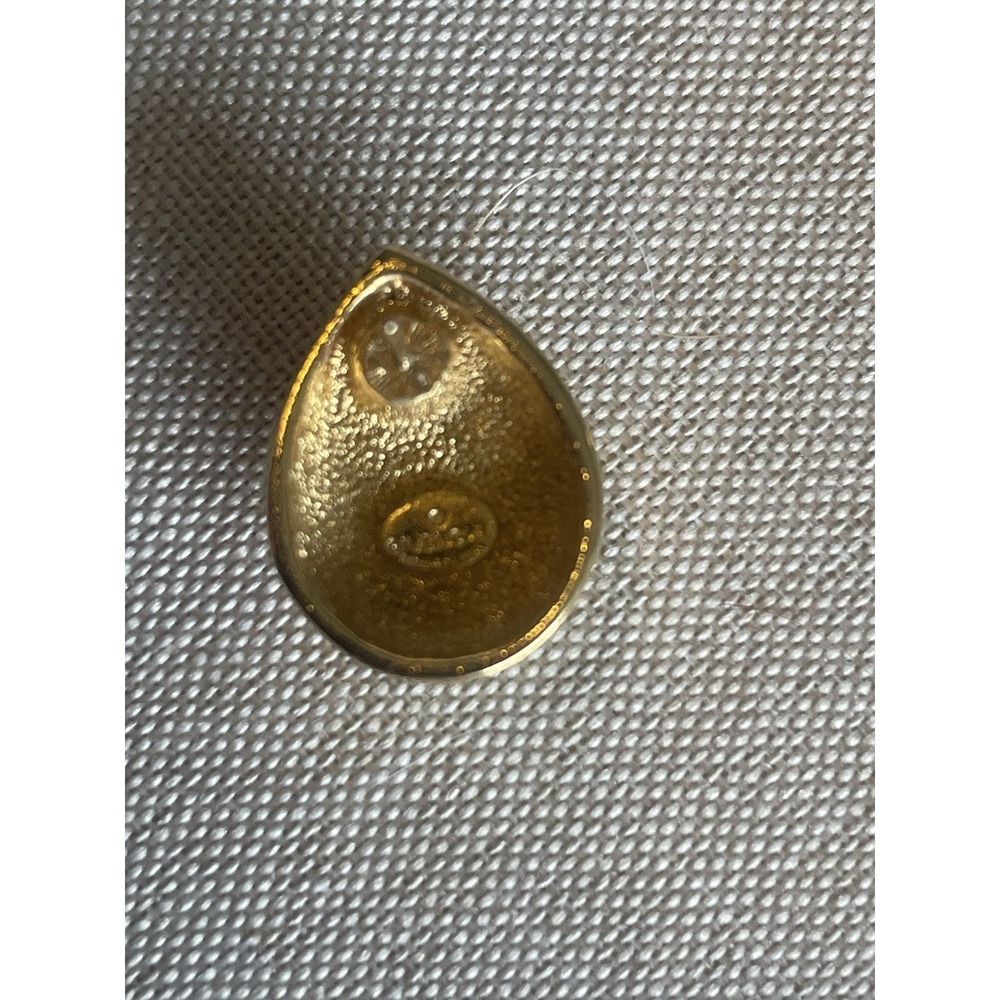 Givenchy Vintage Gold Tone Teardrop Large Rhinestone Stud Earrings Classy - Picture 3 of 6